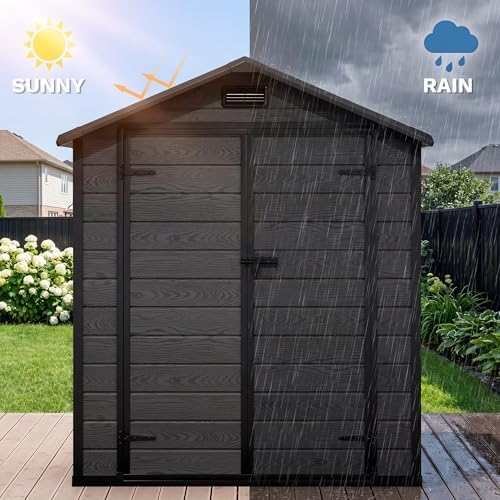 DWVO 6x4 FT Outdoor Resin Storage Shed with Reinforced Floor Window & Vent - Image 6
