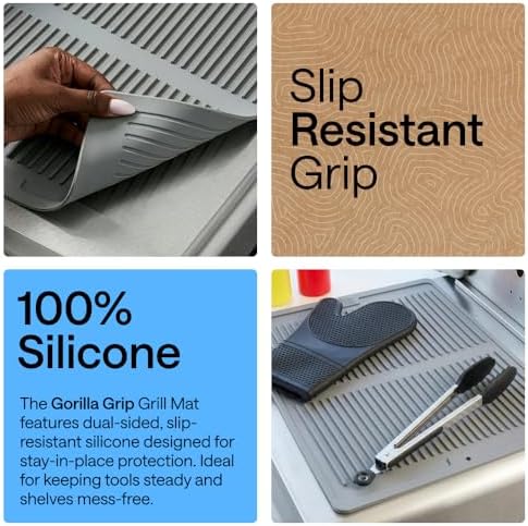 GORILLA GRIP Silicone Grill Mat, Heat Resistant Up to 550F, 16x12, Gray - Image 3