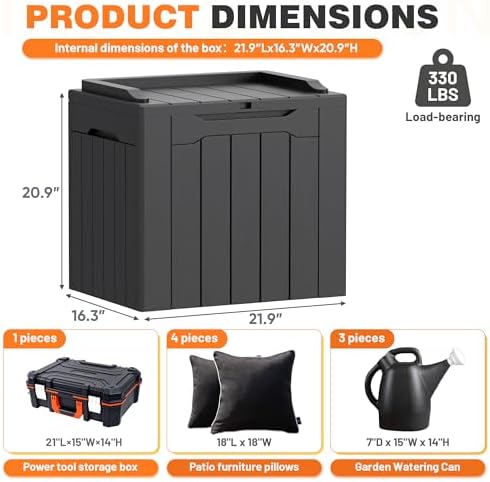 32 Gallon Deck Box Outdoor Indoor Waterproof Storage Box for Patio Furniture, Pool Accessories, Garden Tools, and Cushion Storage, Gray - Image 7
