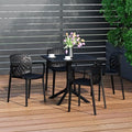 Costaelm Patio Dining Table for 4, Square PP Patio Table, 4-Person Weather Resistant Porch Tables for Outside Poolside Deck Lawn Garden Backyard, Black by Costaelm