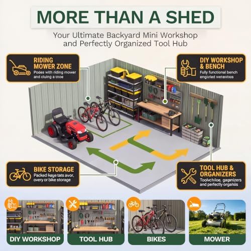 Patiowell 10x14 FT Outdoor Storage Shed, Grey - Image 3