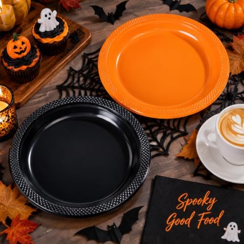 WELLIFE Black Plastic Plates 10 Inch 50 Count Halloween Plates - Image 5