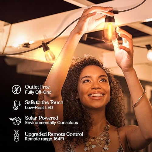Brightech Ambience Pro Super Bright Solar - 48Ft Remote Control Outdoor String Lights with 15 Shatterproof S14 Bulbs, Commercial Grade LED, Waterproof Patio Lights, 4W Soft White for Patios, Gardens - Image 6