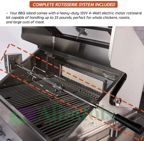 BBQ Island Outdoor Kitchen: 46-Inch 4-Burner 72000 BTU Modular Outdoor Grill Island with Rotisserie Kit and Side Burner - Pre-Assembled with Storage & Wheels - Image 4