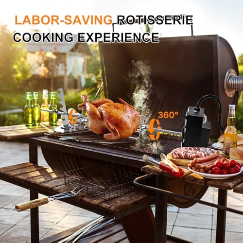 Universal BBQ Rotisserie Grill Kit, Automatic Rotating BBQ, UL Certificated Grill Rotisseries with 120V 4W Motor, 28” Spit Rod, 2 x 4 Forks, Complete Holders and Fixing Screw for Most Gas Grills - Image 4