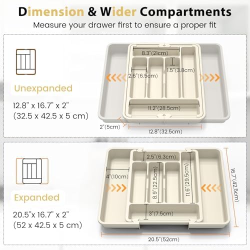 Caperci Large Silverware Organizer Tray for Kitchen Drawer Utensils Thicker - Image 2