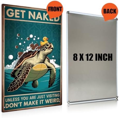 BEASTZHENG Funny Sea Turtle Bathroom Metal Tin Sign Turtle Decor, Ocean Theme Wall Art, Tropical Turtle Bathroom Accessories, Sea Life Tin Sign for Restroom - Image 2