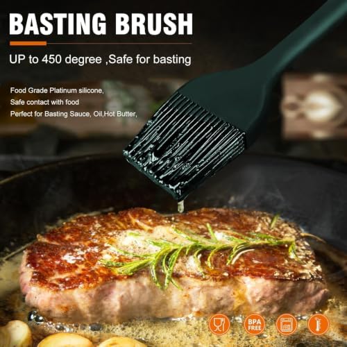 Walfos 600℉ Heat Resistasnt Basting Brush, BPA Free Silicone Pastry Brushes for Cooking, Spread Oil Butter Sauce for Baking Kitchen BBQ Grill, Dishwasher Safe, 2 Size (Large and Samll) - Image 4
