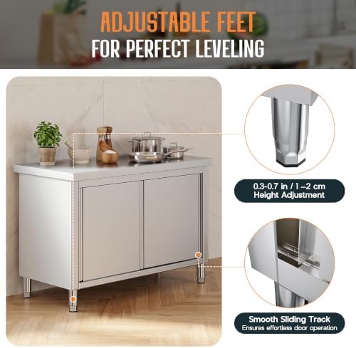 SPECRAFT 48x23x33 Inch Stainless Steel Prep Table Cabinet - Image 6
