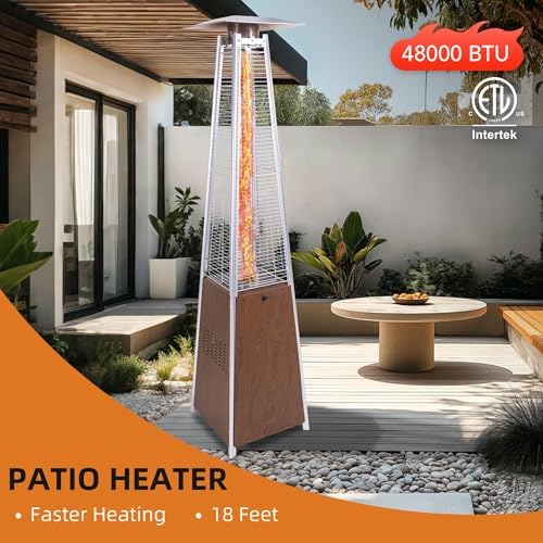 Pyramid outdoor heater, 48000 BTU Propane Patio Heater with Detachable Wheels and Protective Cover, Outdoor Propane Heaters for Patio(BN) - Image 3