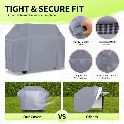 NEXCOVER Barbecue Gas Grill Cover - 58 Inch Waterproof Outdoor Heavy Duty BBQ Cover, Fade & Weather Resistant Upgraded Material for Weber, Brinkmann, Char Broil and More - Image 4