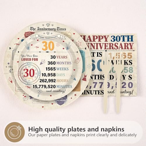 96 Pcs Happy 30th Anniversary Party Decorations, Serves 24 - Image 3