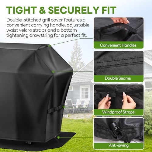 65 inch Grill Cover for Outdoor＆Undergrill Mat, Waterproof UV&Fade Proof - Image 6