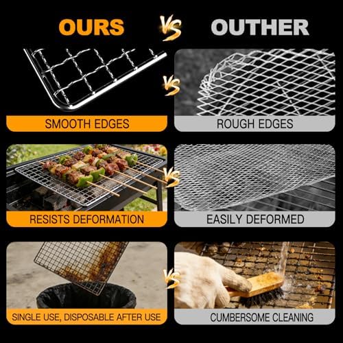 Grill Topper,3 PCS BBQ Grill Mesh Mat,14×10 Inch Mesh Baking Tray,Baking Rack Replacement Pad for Outdoor Barbecue, Camping & Picnics - Image 5