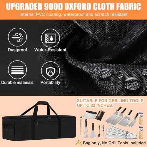 Grill Tool Storage Bag,22" BBQ Utensil Accessories Storage with Pockets - Image 2