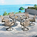 SUNSHINE VALLEY 7pc Patio Dining Set, 54" Round Table & 6 Swivel Chairs by SUNSHINEVALLEY
