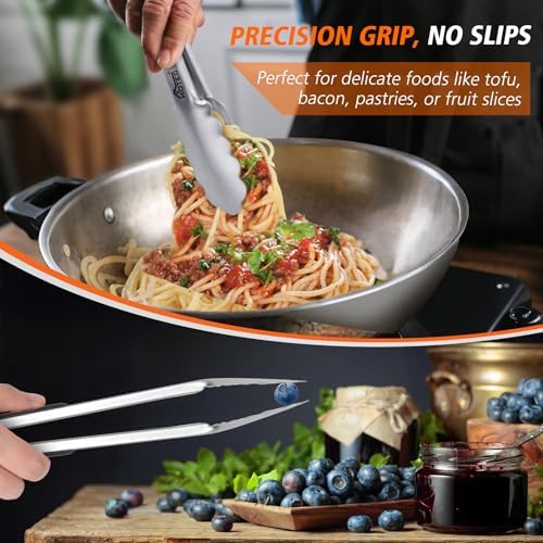 Hotec Tongs for Cooking Premium Stainless Steel Kitchen Tongs Set of 2-9" - Image 6