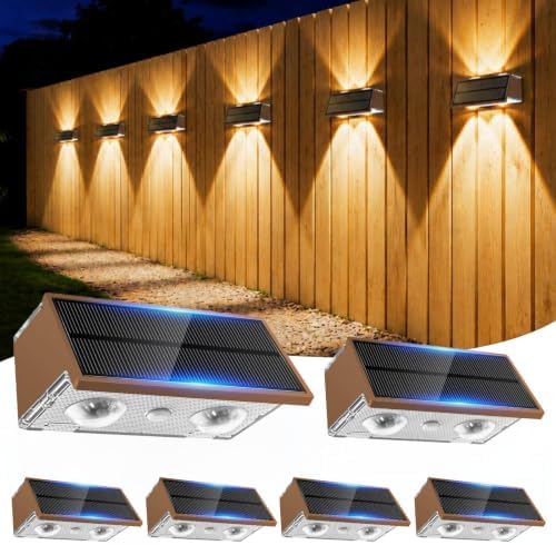 Solar Fence Lights Outdoor, 6 Pack Fence Solar Lights Waterproof by Unknown
