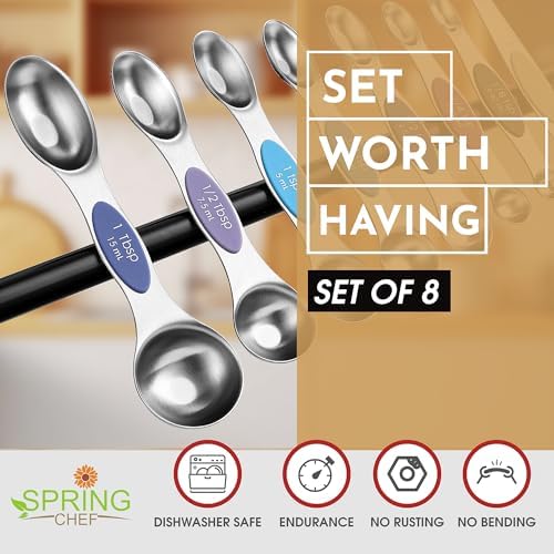 Spring Chef Stainless Steel 8 Magnetic Measuring Spoons Set, Winter Frost - Image 2
