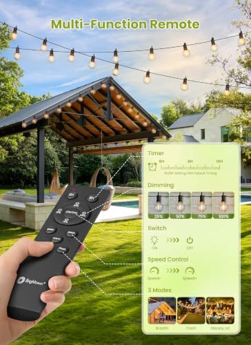 Brightown 58FT Solar String Lights Outdoor, IP65 Waterproof, Remote, Timer - Image 2