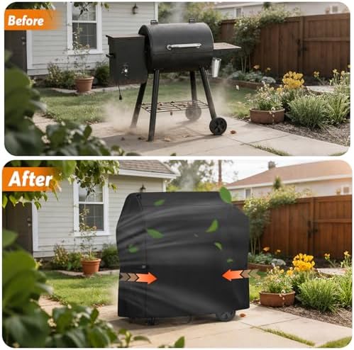 Charcoal Grills Cover for 440 SQ Wood Pellet Grill, Waterproof Outdoor Grill Cover BBQ Grill Cover Barbeque Grill Cover (Cover Only) - 45" L×25" W×35" H, Black - Image 6