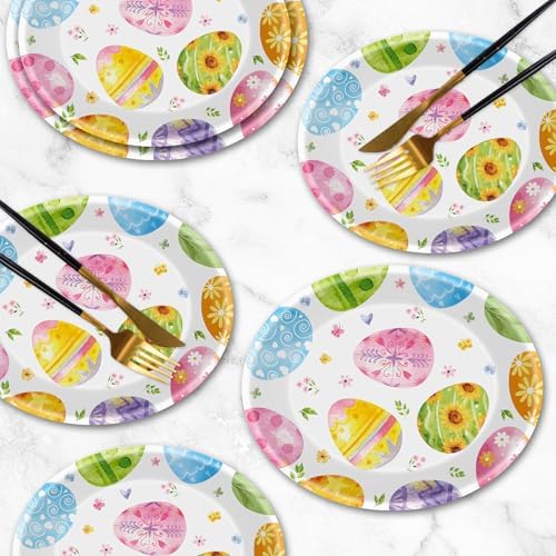 50 Pack Large Easter Plates Set - Watercolor Happy Easter Oval Paper Plates, Disposable Spring Colorful Eggs Oval Heavy Duty Dinner Dessert Plate Tableware for Easters Party Supplies Table Decorations - Image 7