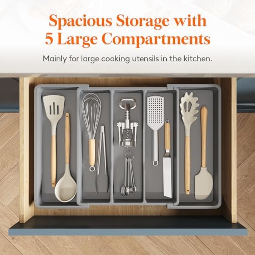 Lifewit Utensil Organizer for Kitchen Drawers, Expandable Utensil Tray - Image 3