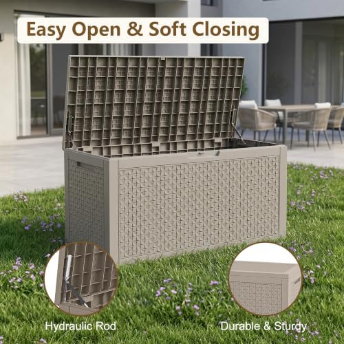 150 Gallon Outdoor Storage Box, Deck Box Waterproof, Toy Storage Bin - Image 4