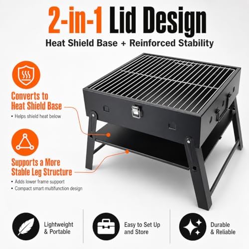 Portable BBQ Charcoal Camping Grill: Tabletop Folding Barbecue Grills - Image 6