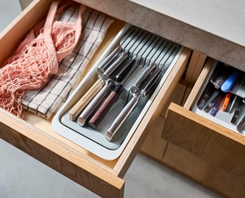 Joseph Joseph DrawerStore 2-Tier Knife Kitchen Drawer Organizer, Holds up to 11 Knives, Disassembles for Easy Cleaning, Recycled Plastic, Compact (Pack of 4) - Image 3