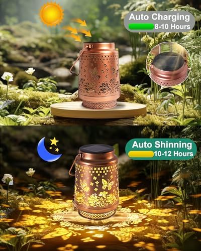 Butterfly Gifts for Women Butterfly Solar Lantern Mothers Day Gifts Birthday Gifts for Women Mom Grandma Sister Friend Garden Decor Metal Solar Lights Outside Decorative for Yard Patio Pathway Porch - Image 5