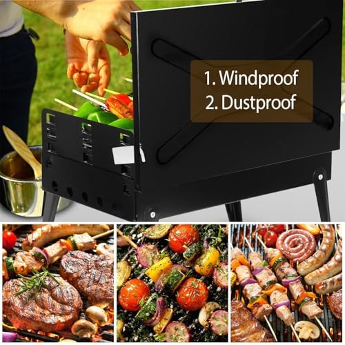 Portable Charcoal Grill for Outdoor Cooking–Foldable BBQ Grill with Adjustable Height, Removable Ash Catcher & Compact Storage Bag, Ideal for Camping, Picnics, Backyard Grilling, 16.7x10x17.7in - Image 2