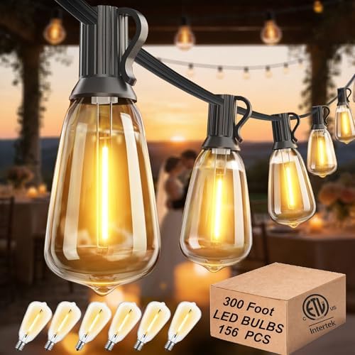 Outdoor String Lights Waterproof 300FT Patio Lighting for Outside Backyard by Lifeisgood
