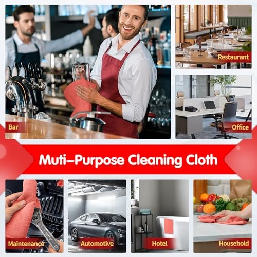 FIXSMITH Red Microfiber Cleaning Cloth -Pack of 12, Highly Absorbent Cleaning Rags, 16"X12" All Purpose Cleaning Towels for Housekeeping, Kitchen, Car, Lint Free and Reusable Microfiber Towels - Image 7