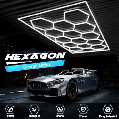 FERUERW Hexagon Garage Lights 5 Hex Grid, 3 Color Temperature - Image 5