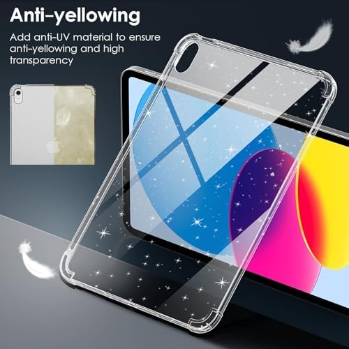 Glitter Case for iPad (A16) 11th Generation 11 Inch 2025/ 10th Generation 10.9 Inch 2022, Slim Lightweight Shockproof TPU Protective Cover with Raised Edge, Sparkly Back Bumper - Glitter Clear - Image 3