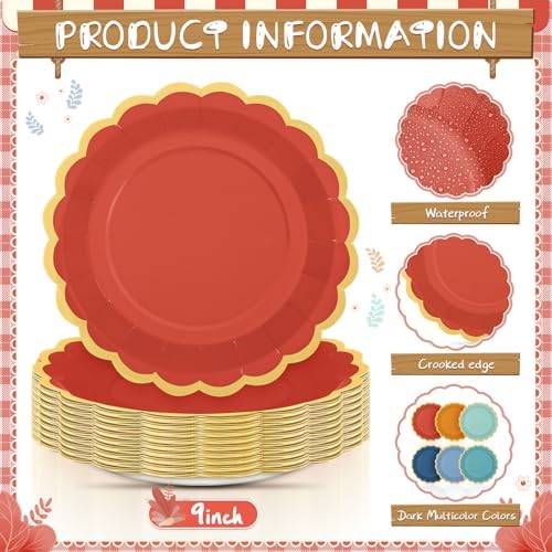 48 Pcs Colorful Paper Plates 9 Inch Scalloped - Image 5