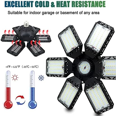 2-Pack LED Garage Lights, 160W 16000LM 6500K Garage Lights Ceiling Led Bulb with 6+1 Adjustable Panels, LED Shop Light for Basement Workshop Attic - Image 5