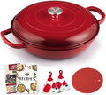 Overmont Enameled Cast Iron Dutch Oven - 3.8 QT Shallow Braiser with Recipe by Overmont