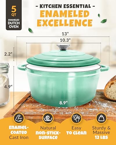 CRUSTLOVE 5 QT Cast Iron Bread Oven with Lid for Sourdough Bread Baking Set - Image 3