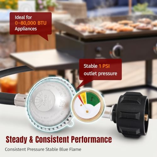 SHINESTAR 2FT Propane Regulator with Hose and Gauge - Image 3