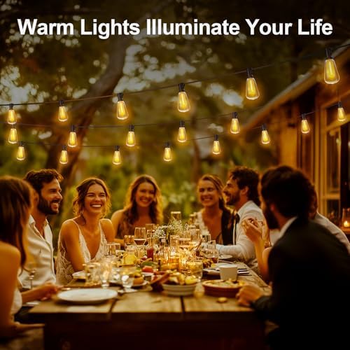 MGVIH Outdoor String Led Patio Lights - 150Ft 45M Outside Waterproof Light ST38 Shatterproof Bulb Connectable Hanging Outdoor Electric Lighting for Backyard Yard Gazebo Porch Party - Image 5