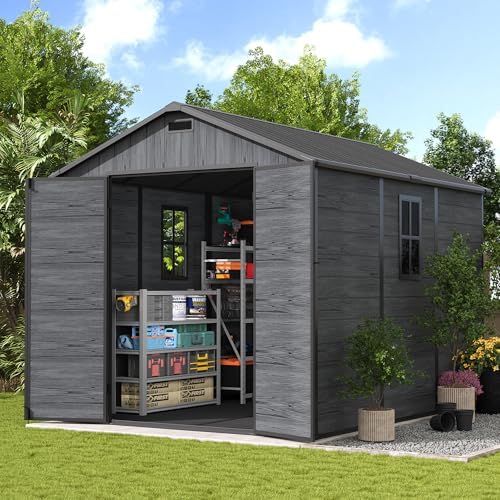 UDPATIO 7.5x10 FT Outdoor Resin Storage Shed,Plastic Shed with Floor by UDPATIO