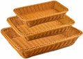 3 Pack Wicker Bread Baskets, 12, 14 and 16 Inch Serving Trays by Keshufu