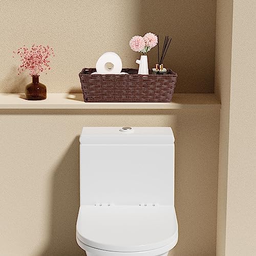 Onlytak Plastic Wicker Storage Baskets - Toilet Tank & Bathroom Baskets, Woven for Organizing, Brown, 15¾" x 6¾" x 4¾", 2-Pack - Image 4