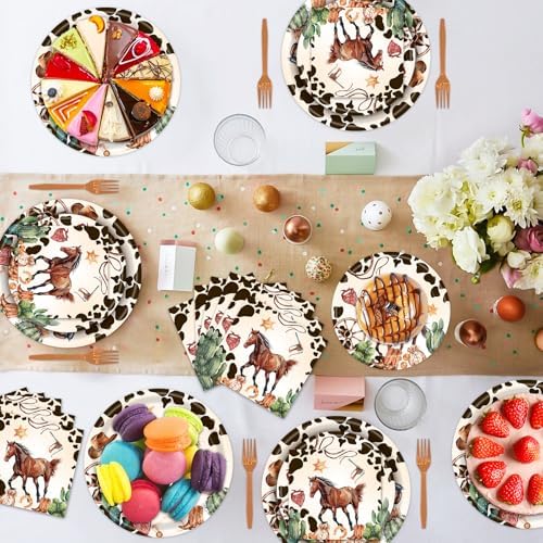 96 PCS Western Cowboy Party Paper Plates Napkins Set for 24 Guests - Image 5