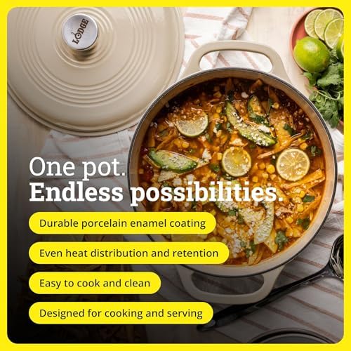 Lodge Essential Enamel Cast Iron Dutch Oven, 6 Quart, Sandalwood - Image 2