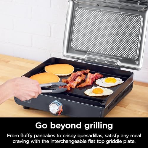 Ninja GR101 Sizzle Smokeless Indoor Grill & Griddle, 14′′ Interchangeable Nonstick Plates, Dishwasher-Safe Removable Mesh Lid, 500F Max Heat, Even Edge-to-Edge Cooking, Grey/Silver (Renewed) - Image 5