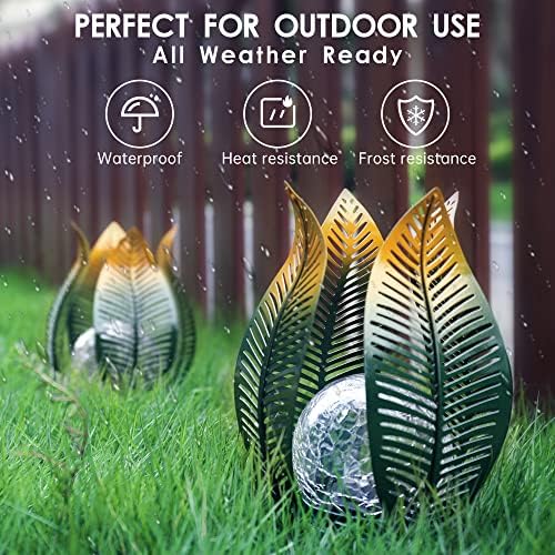 Solar Garden Lights Outdoor Decorations Garden Decor,Crackle Globe Glass,Gardening Gifts Waterproof Solar Lights for Outdoor Decor Patio,Lawn,Balcony,Porch,Yard Art - Image 4