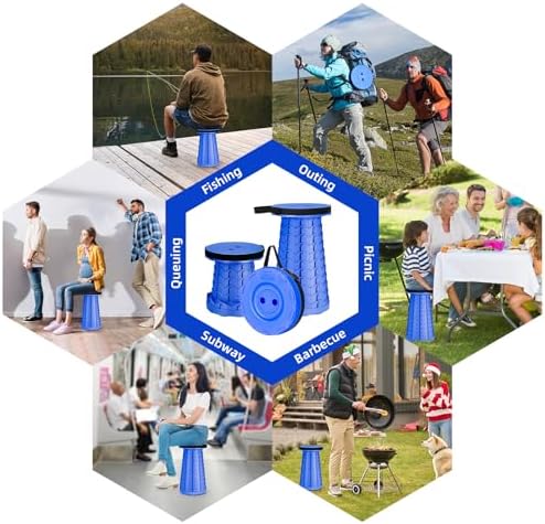 Qiguet Collapsible Stool, Folding Chair - Upgraded Portable Chair with Load Capacity 400lbs, Portable Stool for Camping Fishing Hiking - Folding Stool with Carrying Strap,Gifts for Fisherman(All Blue) - Image 6